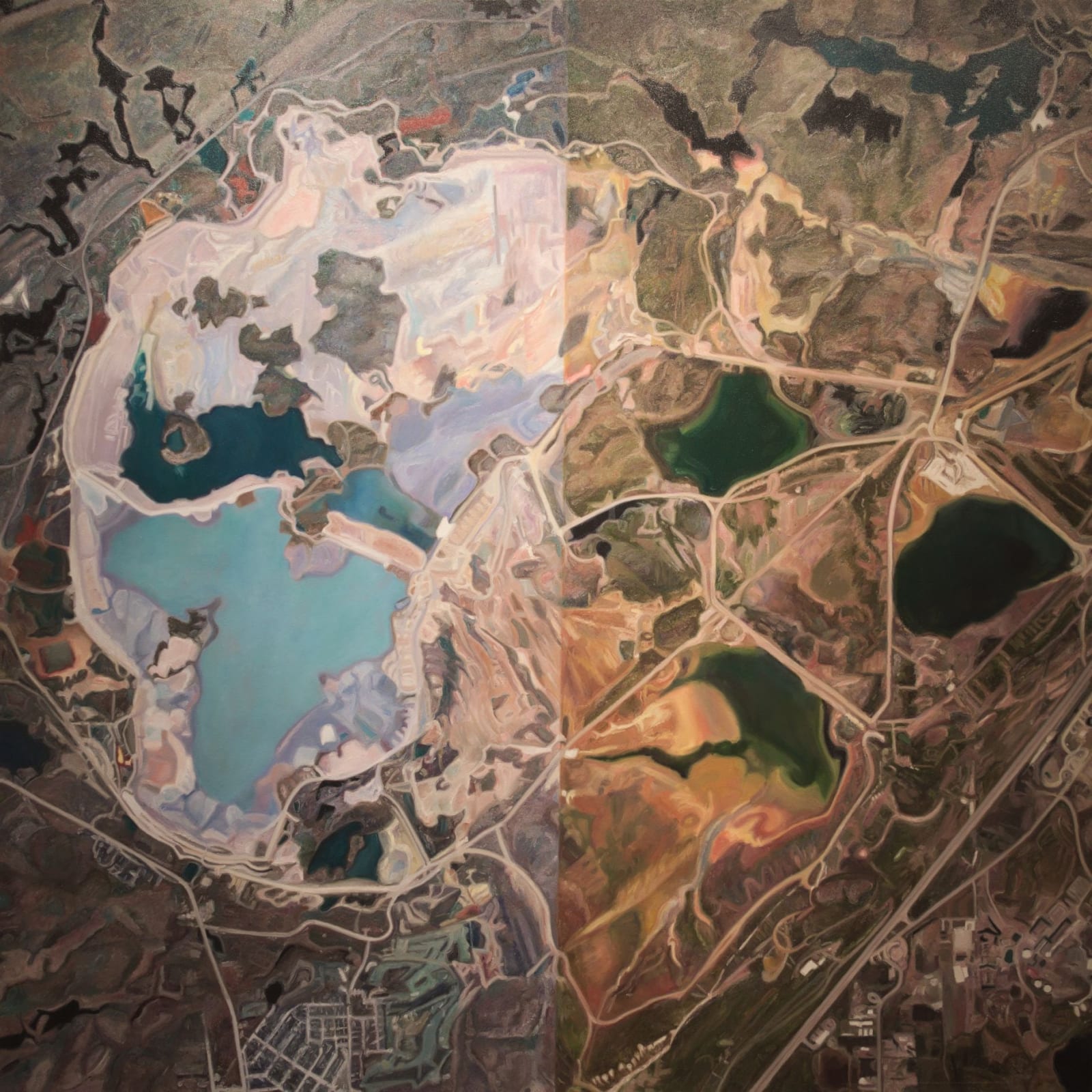 Jennifer Walton, Copper Cliff Tailings Ponds, Sudbury, View from Google Earth, 2009