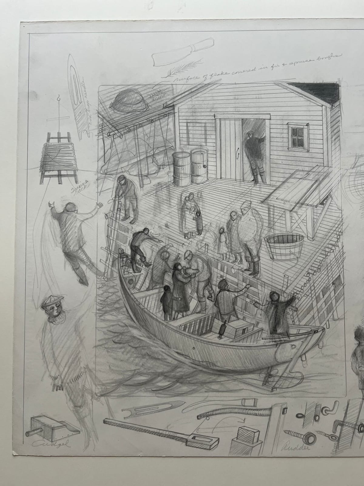 David Blackwood, Study for Visitation on Bragg's Island, 1996