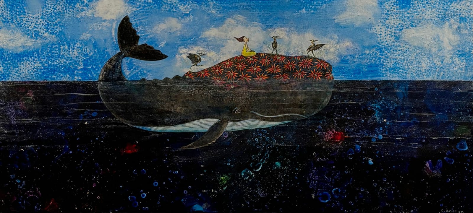 Cora Brittan, Sitting on a Flower Backed Whale, 2018