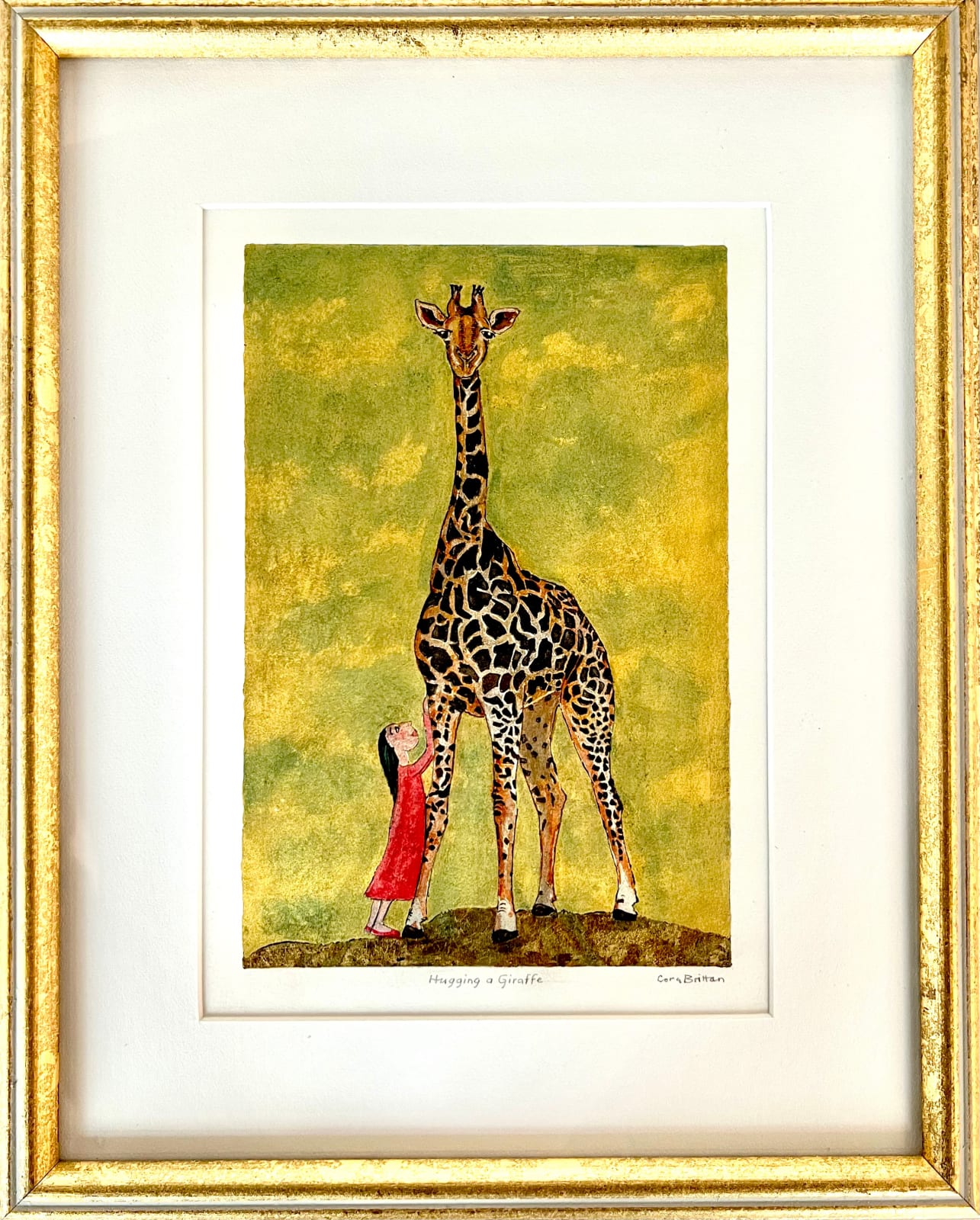 Cora Brittan, Hugging a Giraffe