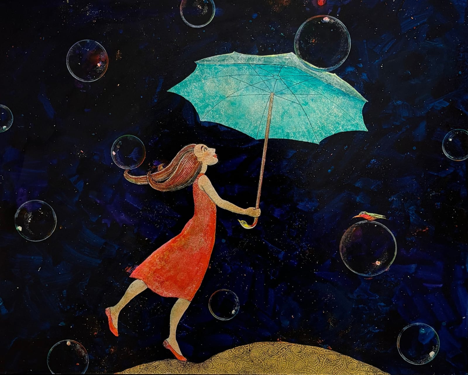 Cora Brittan, Beautiful Green Umbrella, 2022