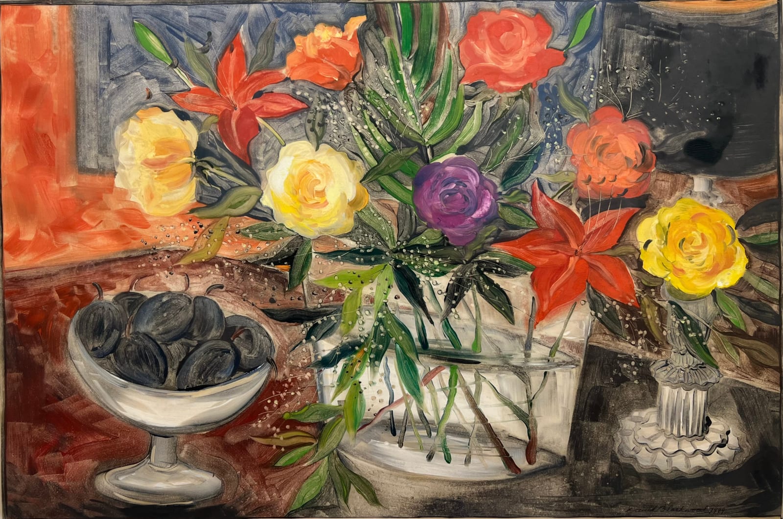 David Blackwood, Plums in a Mercury Glass Bowl, 1999