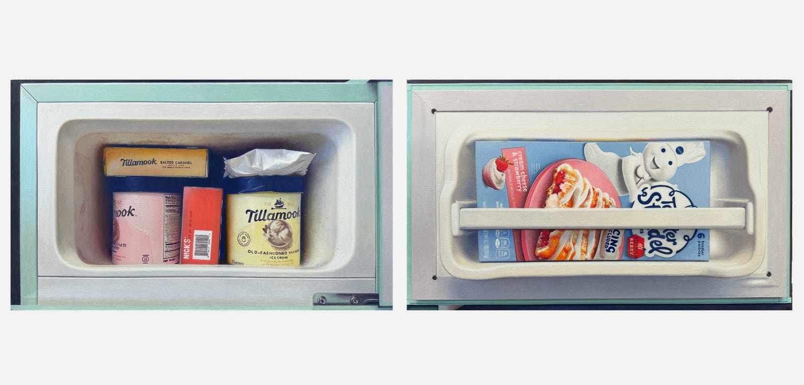 Andrew Leventis, Freezer Diptych with Ice Cream, 2024