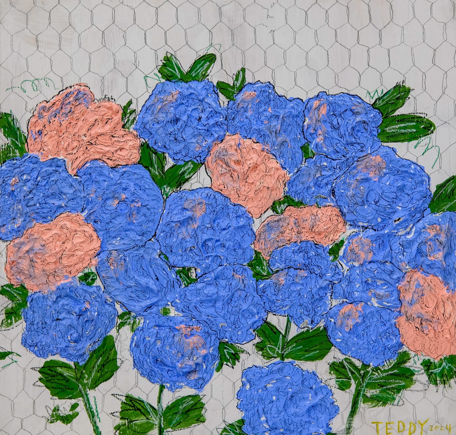 Teddy Benfield, Untitled (Wine Label 1: Hydrangea), 2024