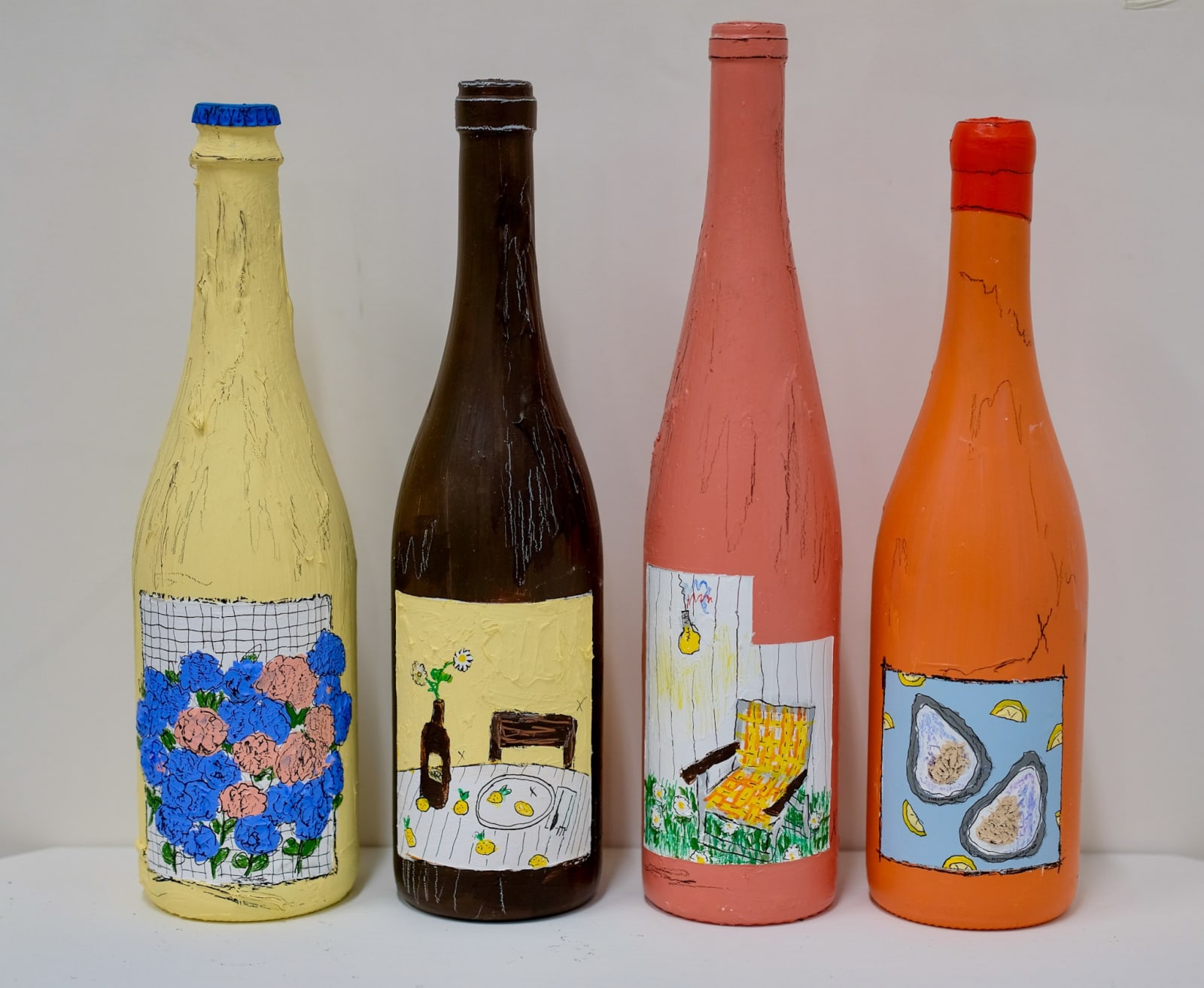 Teddy Benfield, Wine Bottles 1-4, 2024