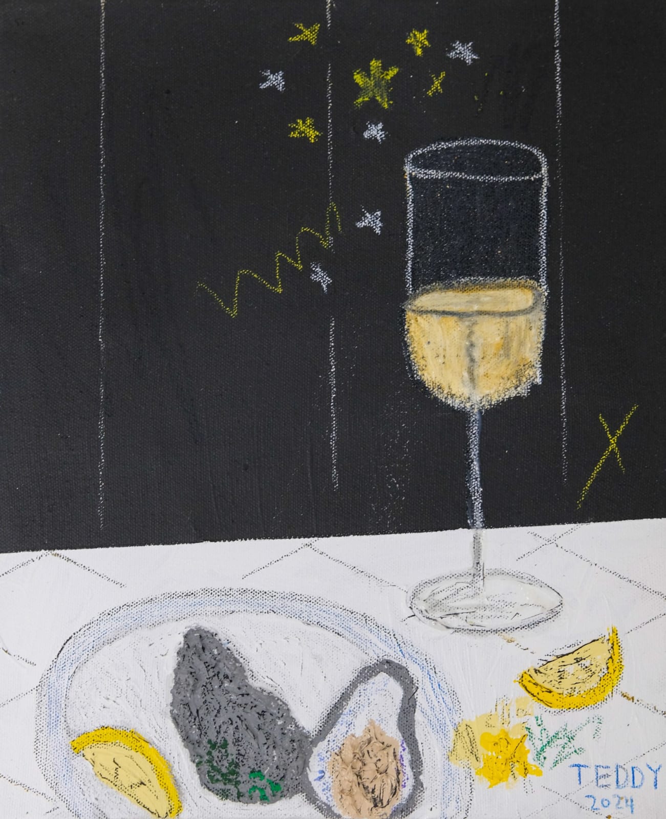 Teddy Benfield, Untitled (Oysters / Champagne, 2024