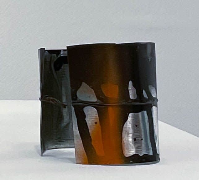 untitled sculpture (small silver/orange/black)