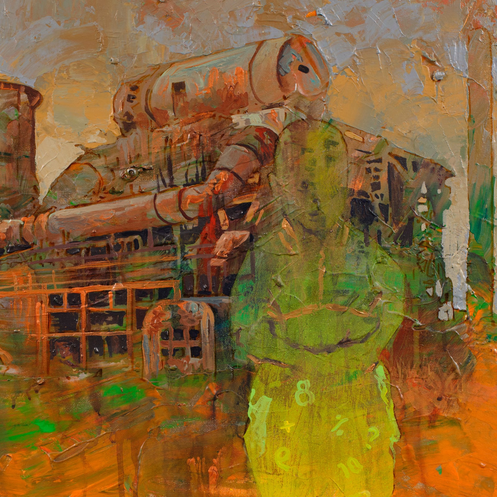 detail of The Strange Beauty of Impermanence, 2025 by Chinemerem Omeh, figurative painting in New York debut solo exhibition, ACA Galleries Chelsea.