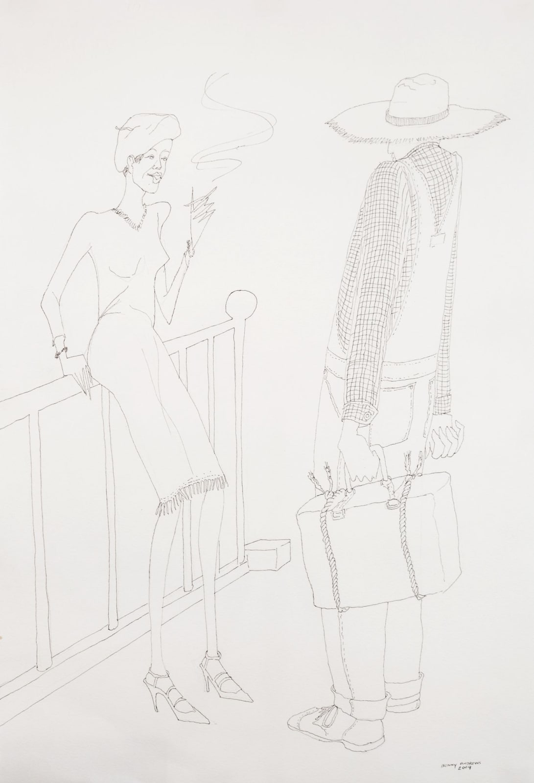 Benny Andrews, New Arrival (Migrant Series), 2004