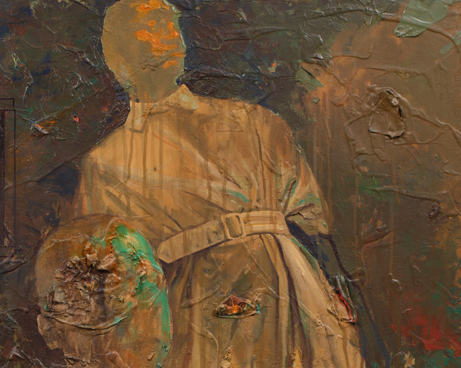 Detail 2 of Invincible Casualties, 2025 by Chinemerem Eme Omeh, Nigerian figurative painter exploring resilience and struggle, ACA Galleries New York exhibition.