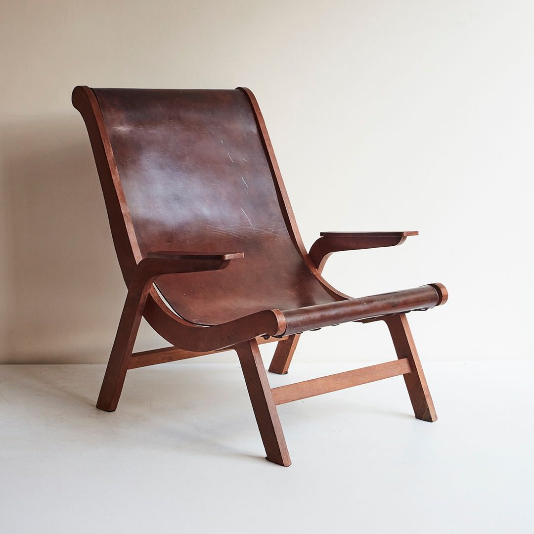 Leather and Oak Armchair,