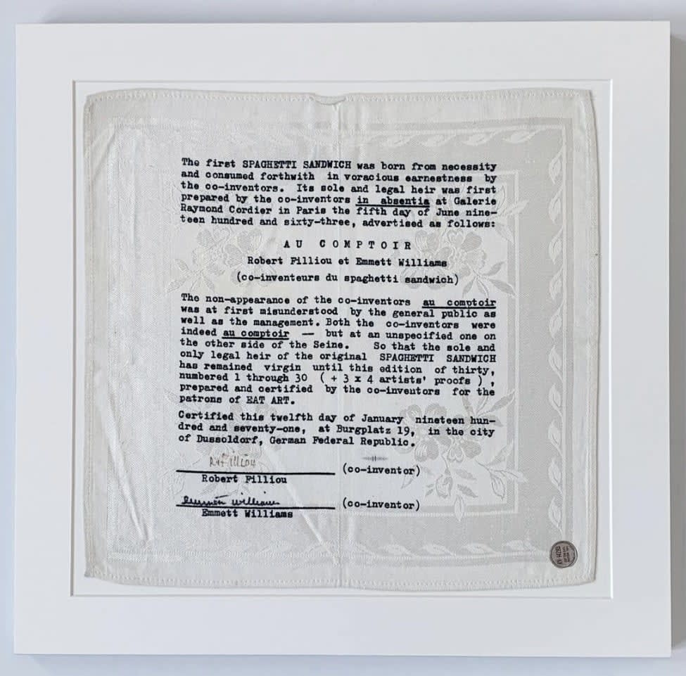 Robert Filliou & Emmett Williams, Spaghetti Sandwich, 1971