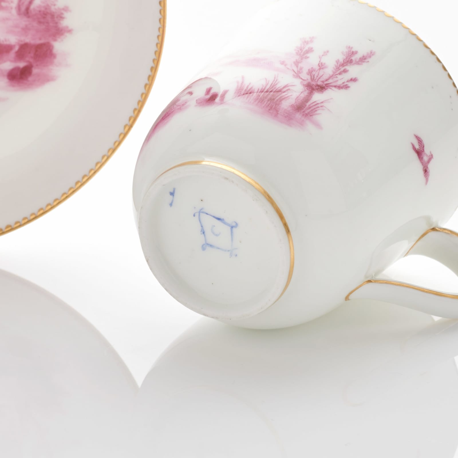 Sèvres Porcelain, A Soft-Paste Vincennes Porcelain Cup and Saucer, 1756