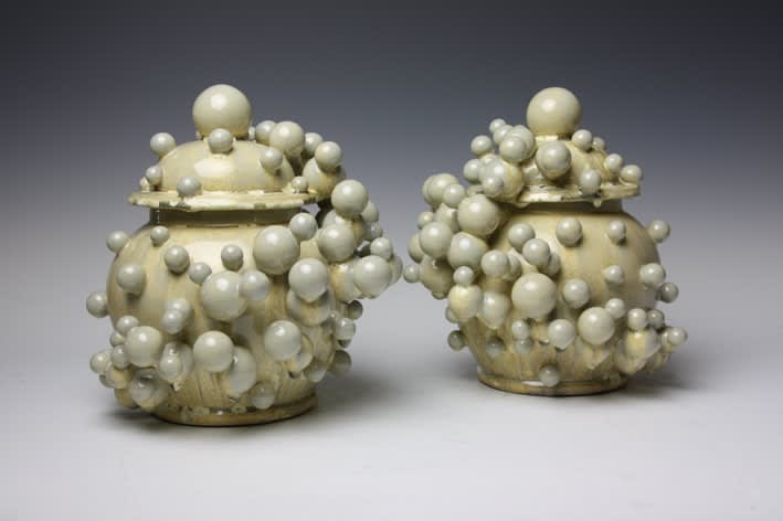Kate Malone, A Small Pair of Atomic Swirl Jars, 2013