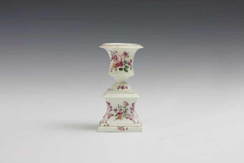 Mennecy Porcelain, A Mennecy Soft-Paste Porcelain Vase on Plinth, circa 1750-60