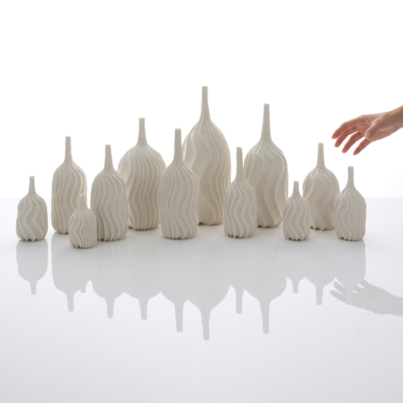 Andrew Wicks, Still Life of Twelve Dune Vases, 2024