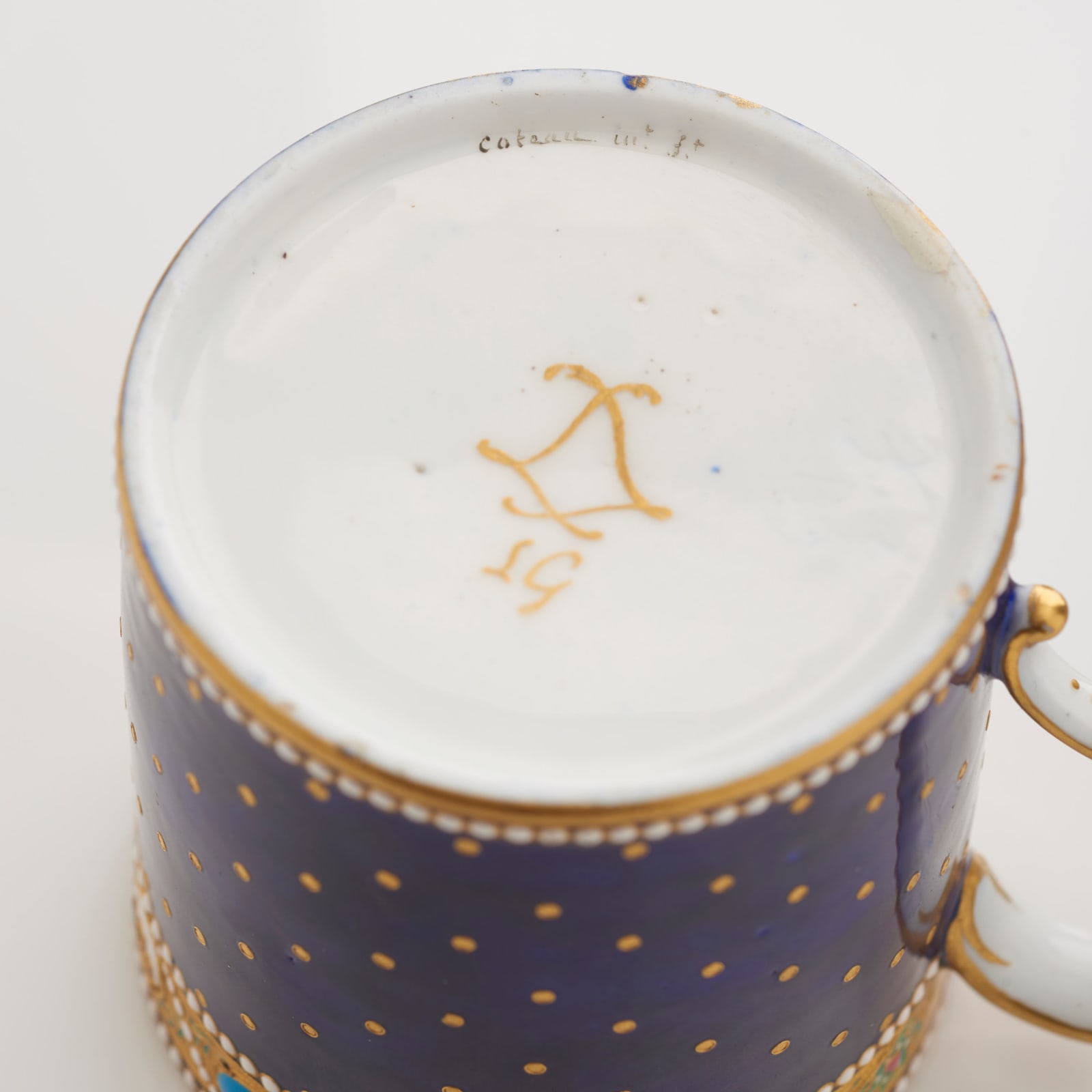 Sèvres Porcelain, A Sèvres Porcelain Cup & Saucer with ‘jewelling’ signed by Coteau, 1781