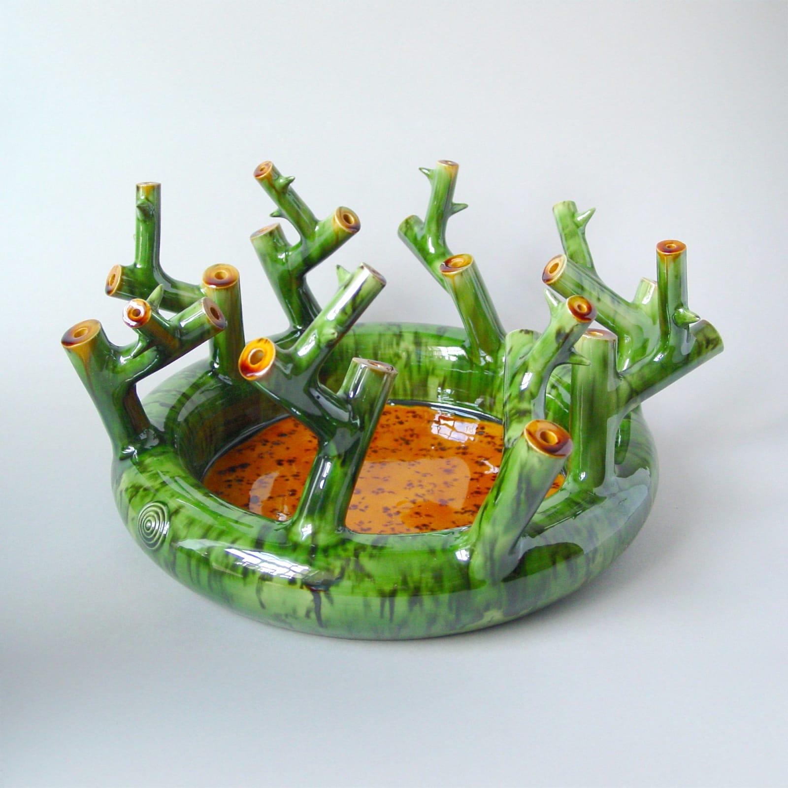 Walter Keeler, Small green cut branch dish, 2005