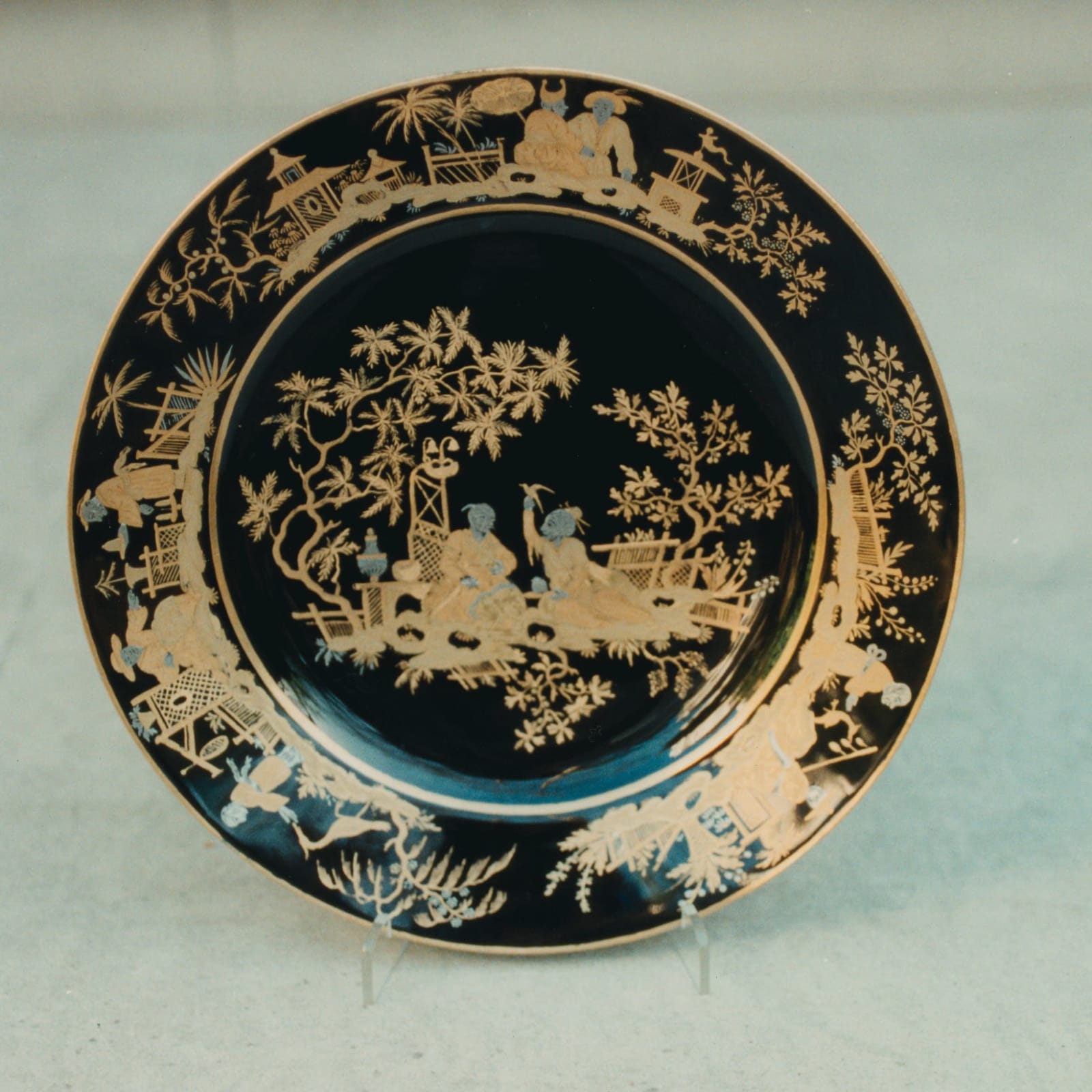 Sèvres Porcelain, A Black-Ground Sèvres Plate, circa 1790-92