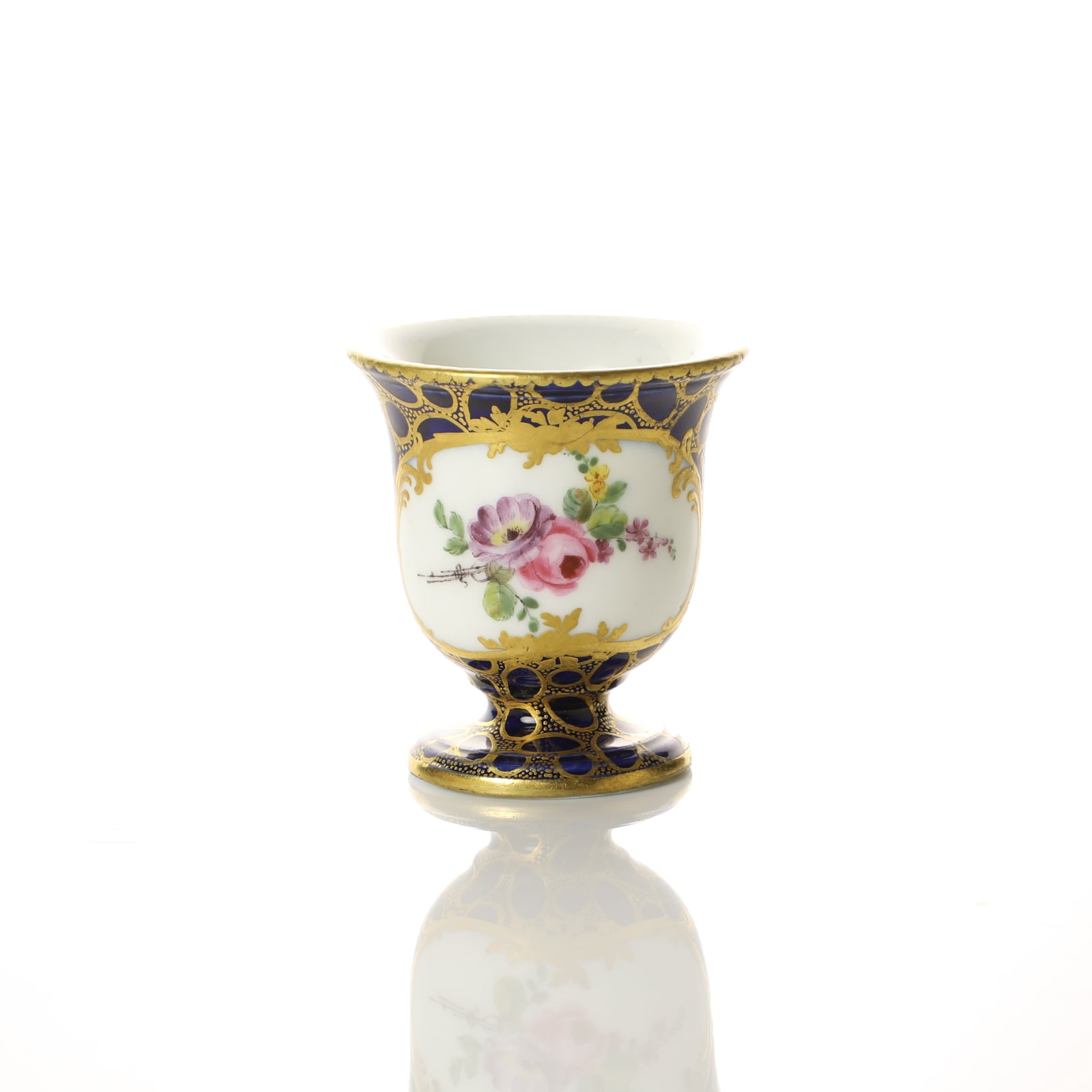 Sèvres Porcelain, A Sèvres Ice Cup bleu lapis caillouté and flowers, circa 1768-70