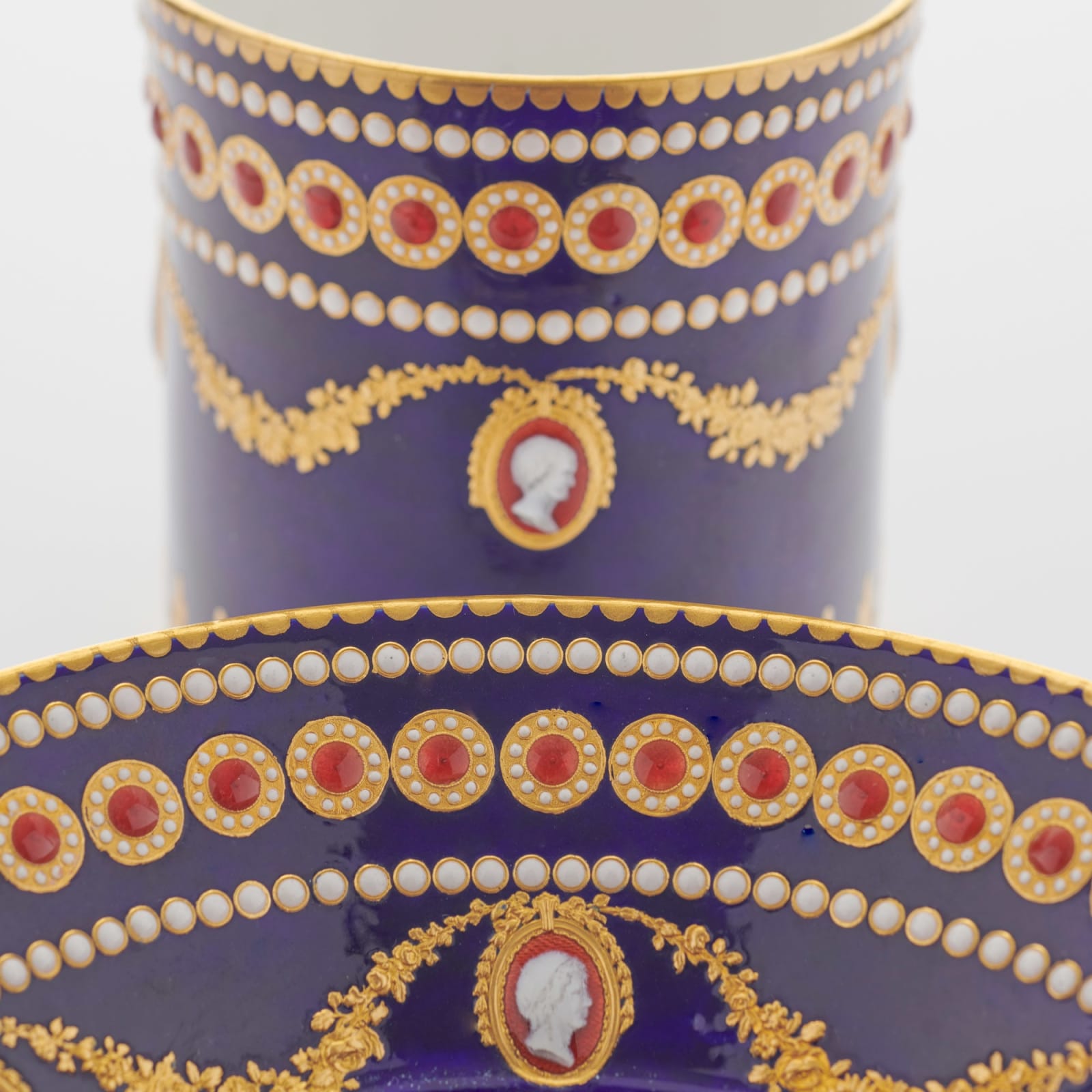 Sèvres Porcelain, A French 18th Century Soft-Paste Sèvres Porcelain ‘Jewelled’ Cup and Saucer, 1780-82