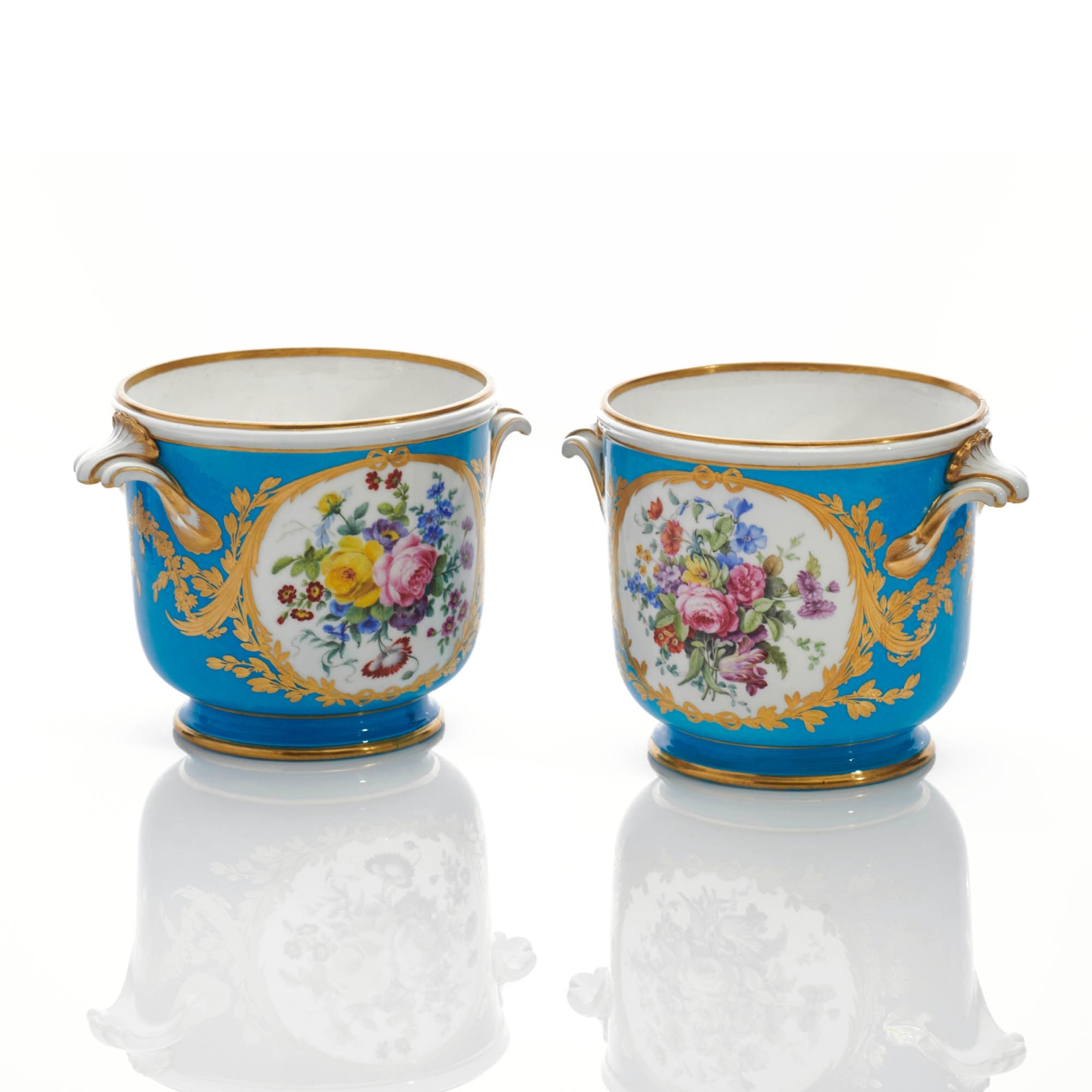 Sèvres Porcelain, A Pair of Soft-Paste Sèvres Porcelain Wine Decanter Coolers, perhaps from the Duchess of Manchester's Service, 1776-83