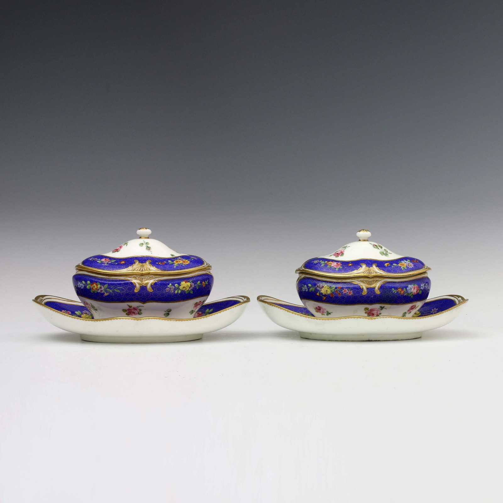 Sèvres Porcelain, A Pair of French 18th Century Soft-Paste Sèvres Porcelain Sugar Bowls and Covers, 1771