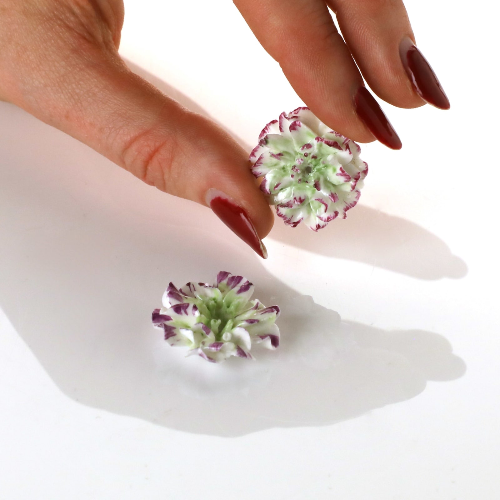 Sèvres Porcelain, A Pair of Small Soft-Paste Vincennes Porcelain Flowers, 1750s