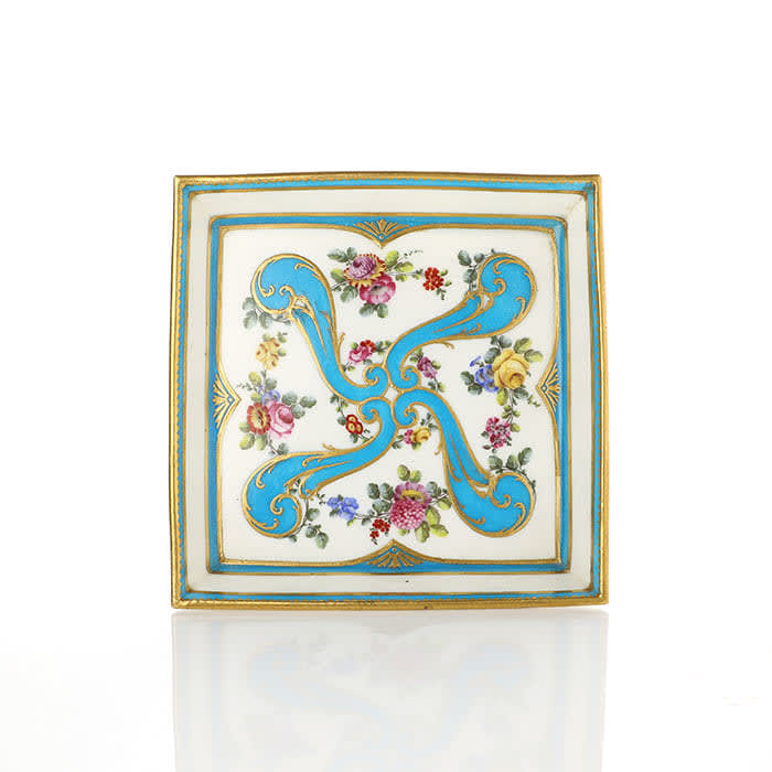 Sèvres Porcelain, A Soft-Paste Sèvres Porcelain Square Tray, 1762