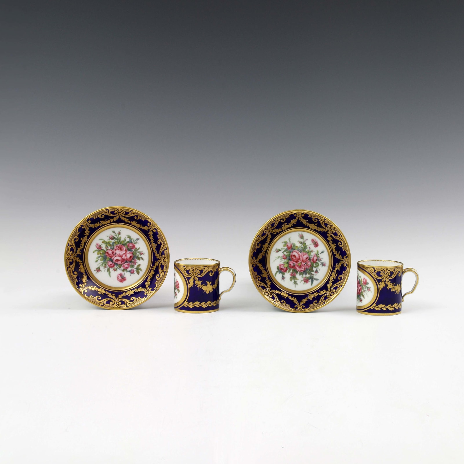 Sèvres Porcelain, A Pair of Sèvres Porcelain Cups and Saucers, 1778