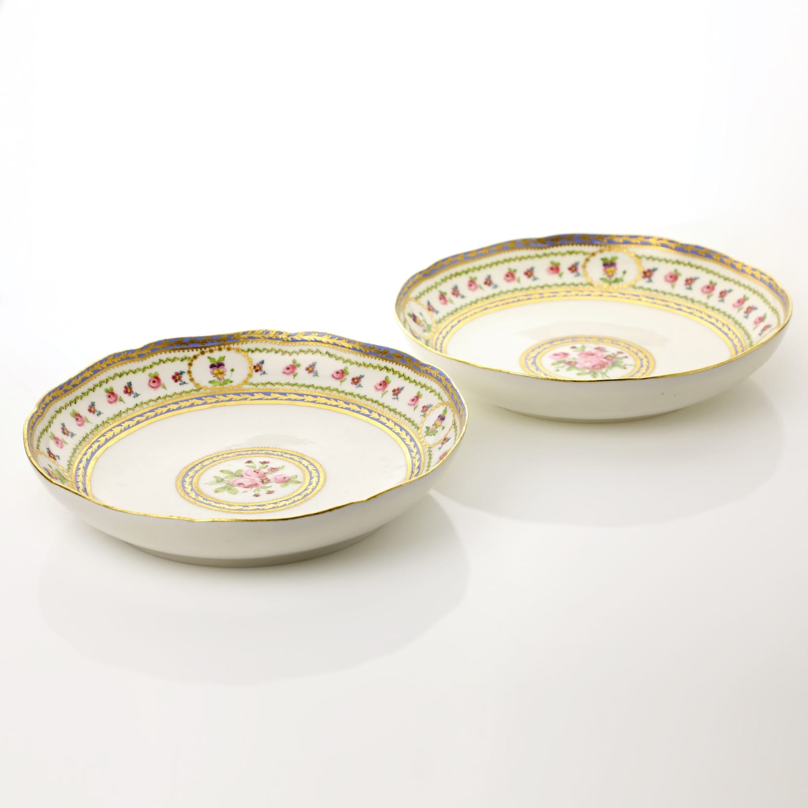 Sèvres Porcelain, A Pair of Soft-Paste Sèvres Porcelain Round Dishes from the Harcourt Service, 1787