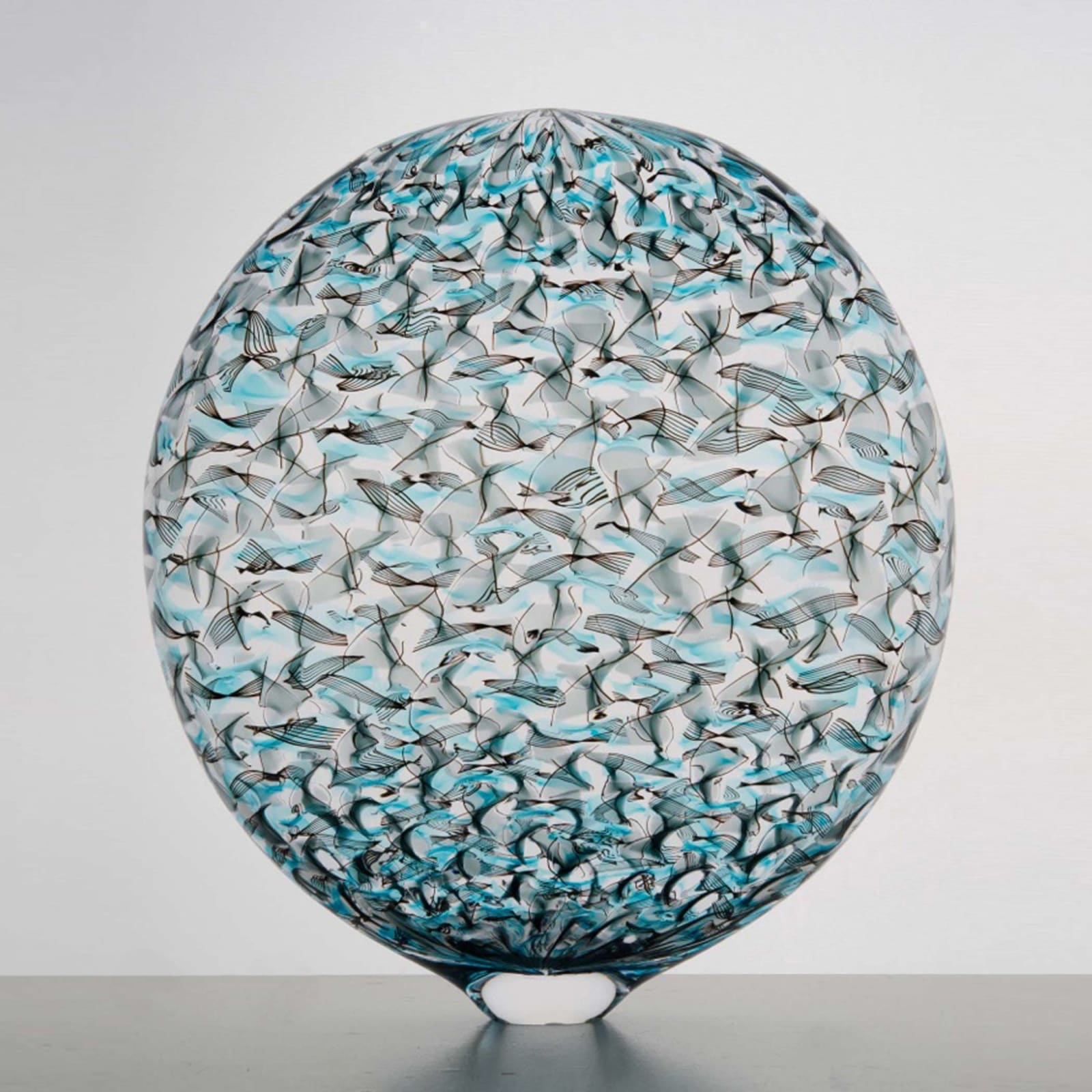 Tobias Møhl, Round Blue Glassweaver Vessel, 2014