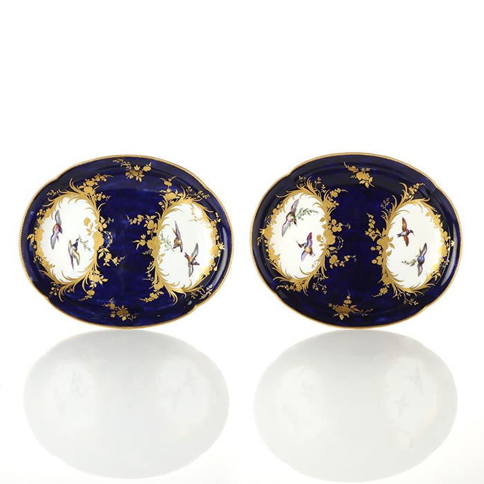 Sèvres Porcelain, A Pair of Vincennes Porcelain Sugar Bowl Dishes, 1754