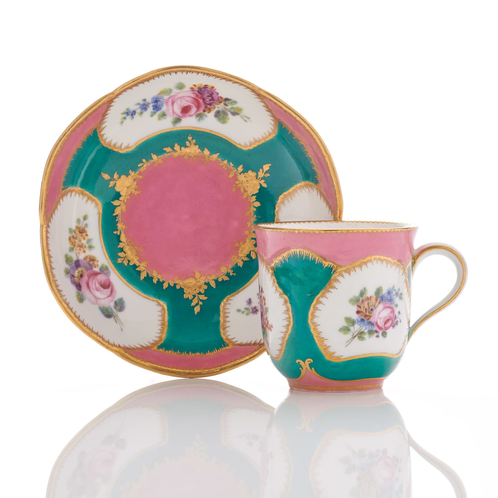 Sèvres Porcelain, A Very Fine Sèvres Cup & Saucer, 1759-60