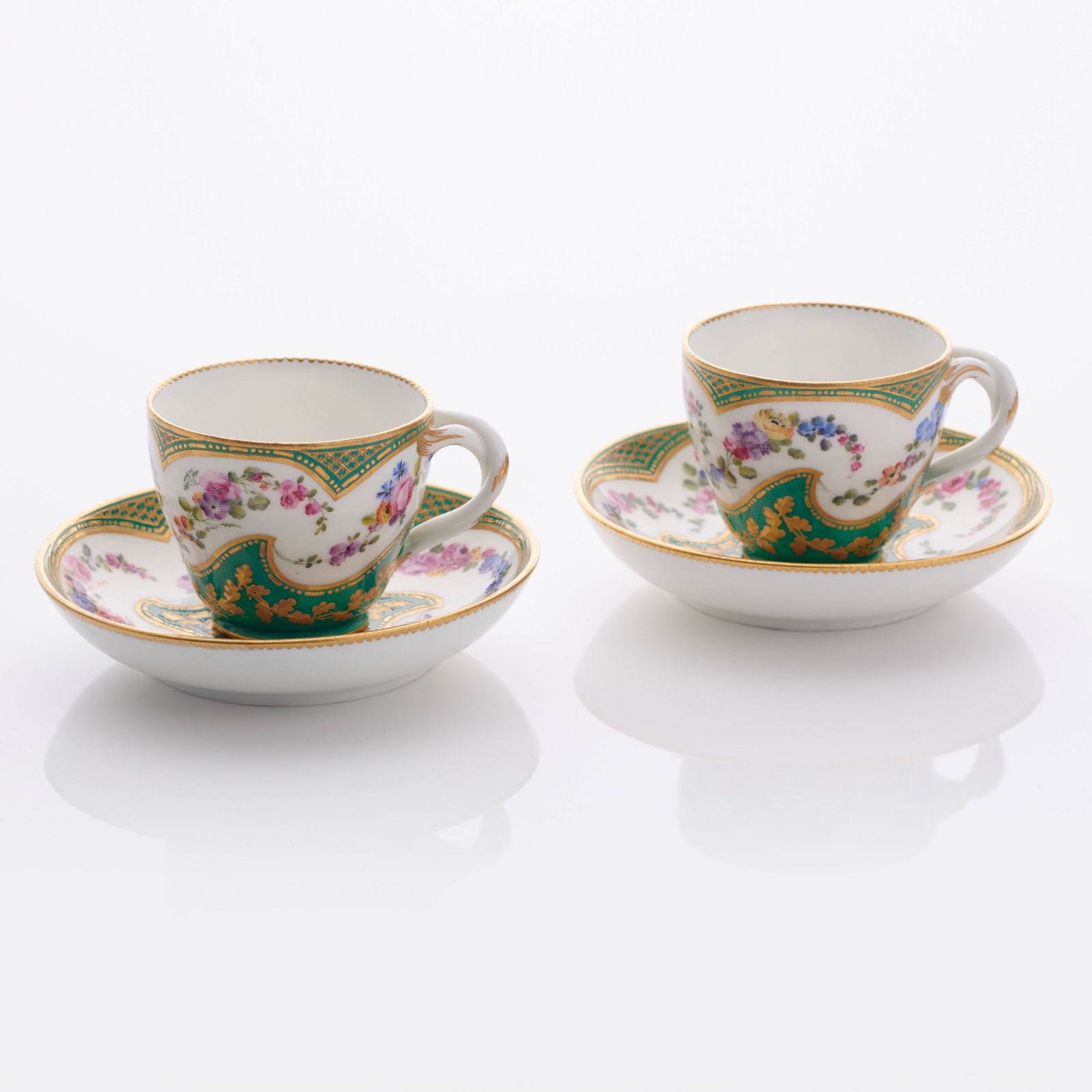 Sèvres Porcelain, A Pair of Soft-Paste Sèvres Porcelain Cups & Saucers, circa 1760-65
