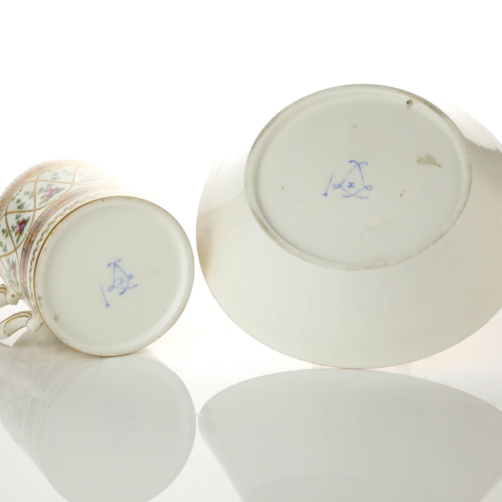 Sèvres Porcelain, A Soft-Paste Sèvres Porcelain Cup and Saucer, 1775