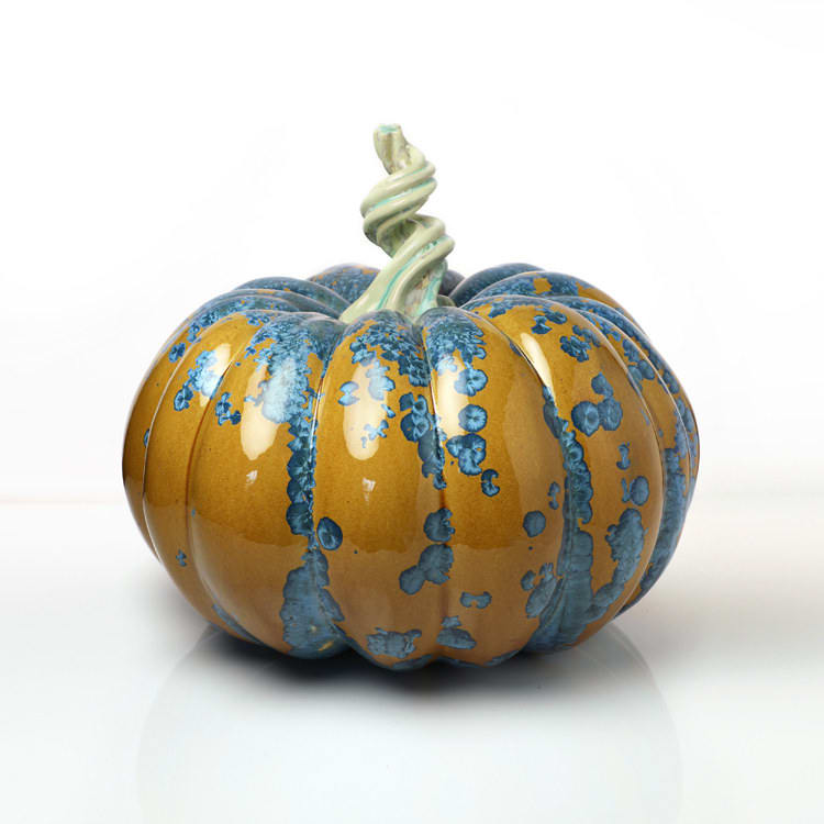 Kate Malone, A Honey and Blue Pumpkin with Turquoise Stem, 2021