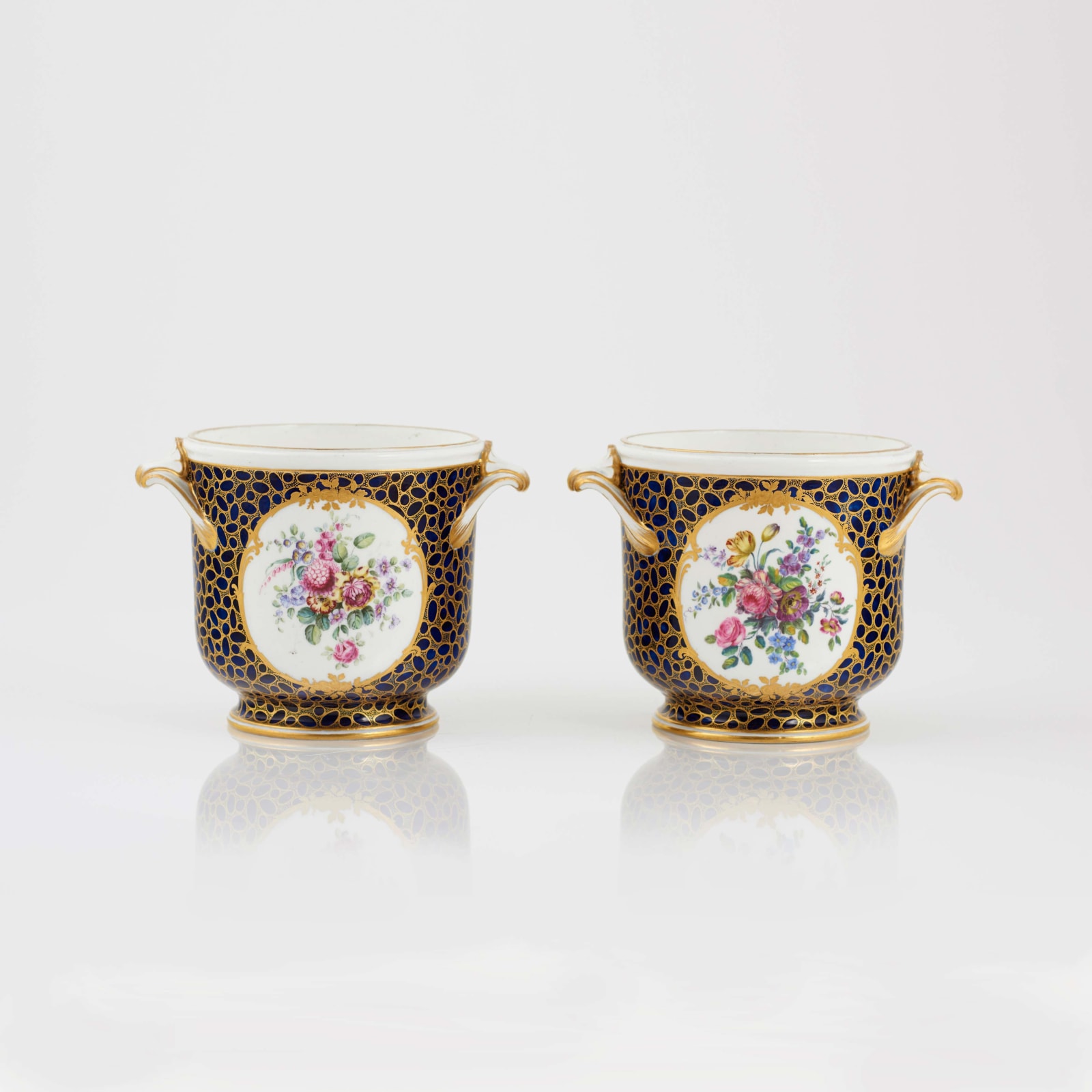 Sèvres Porcelain, A Pair of Sèvres Porcelain Liqueur Decanter Coolers; royal gifts, 1767