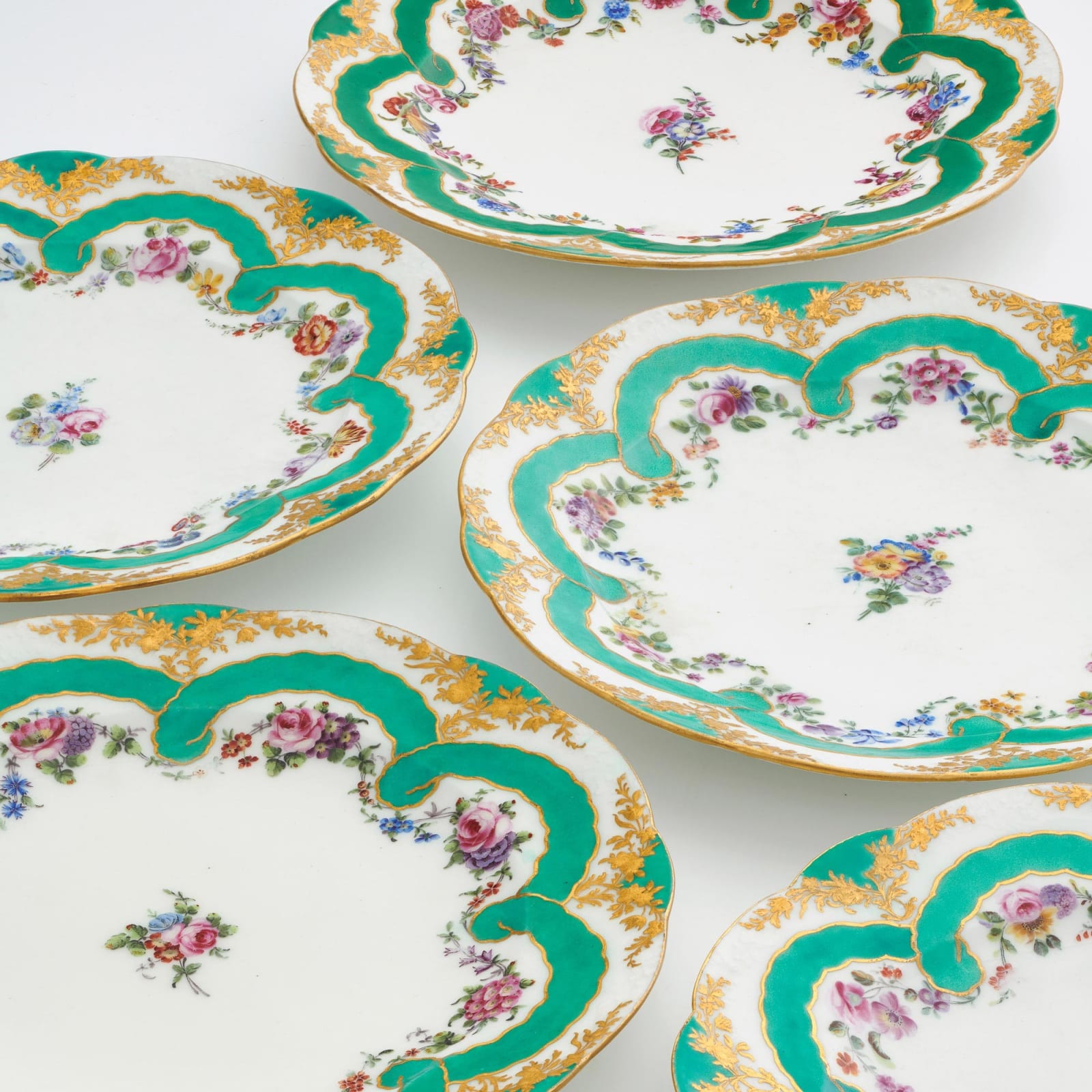 Sèvres Porcelain, A Soft-Paste Sèvres Porcelain Green Ribbon Plate, 1767