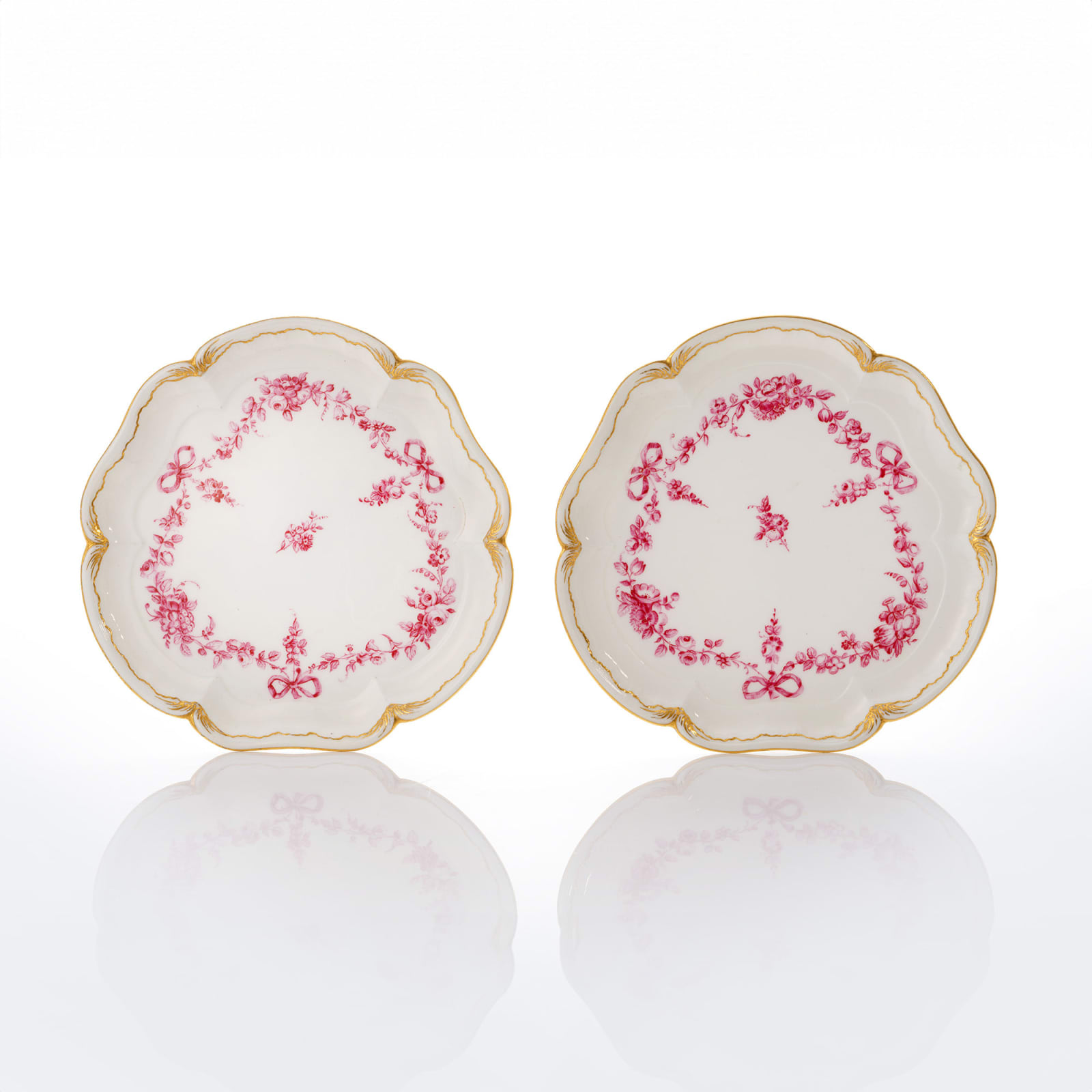 Sèvres Porcelain, Two Soft-Paste Sèvres Porcelain Trays probably from Louis XV's Fontainbleau service, 1763