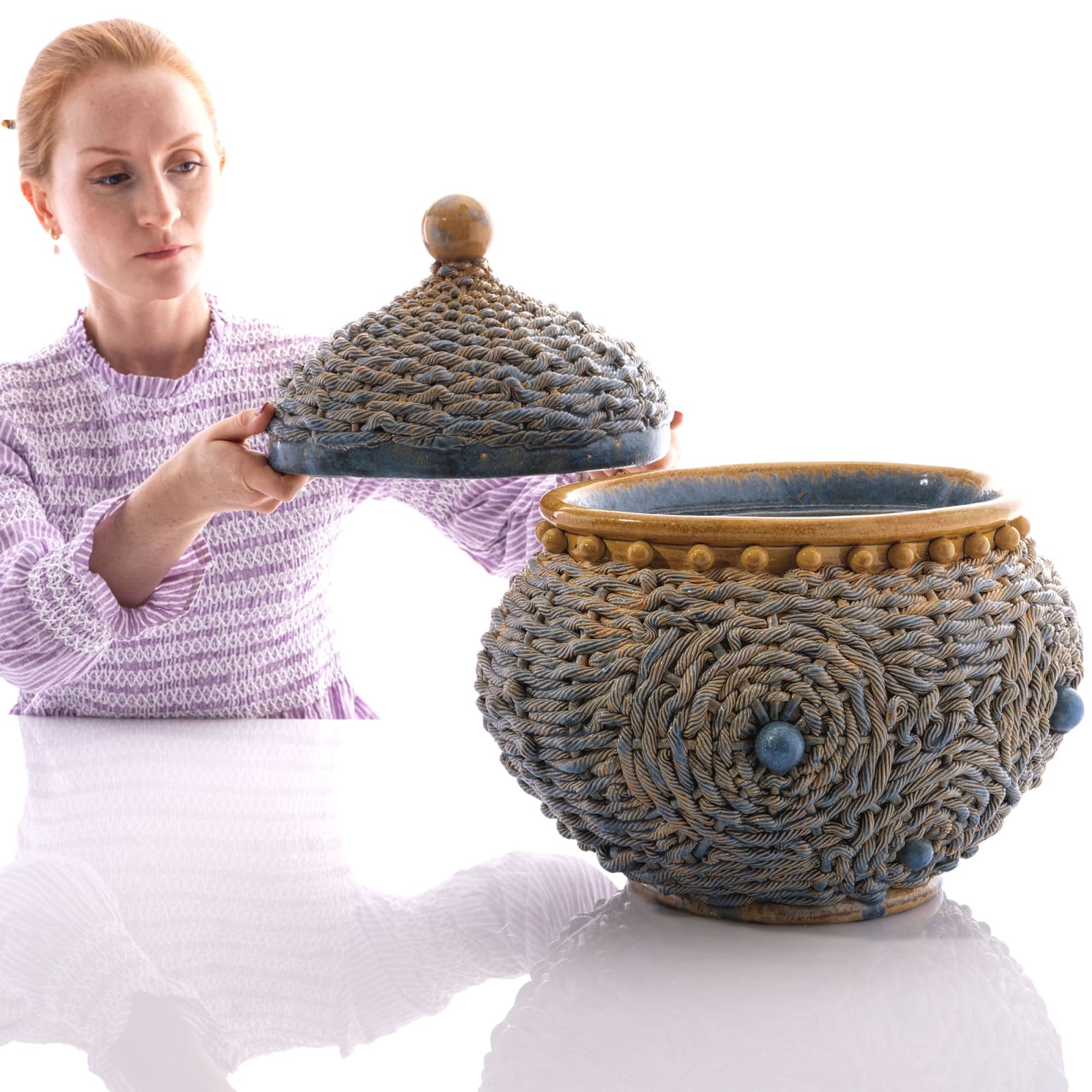 Kate Malone, A Woven Tureen with Atomic Necklace, 2024