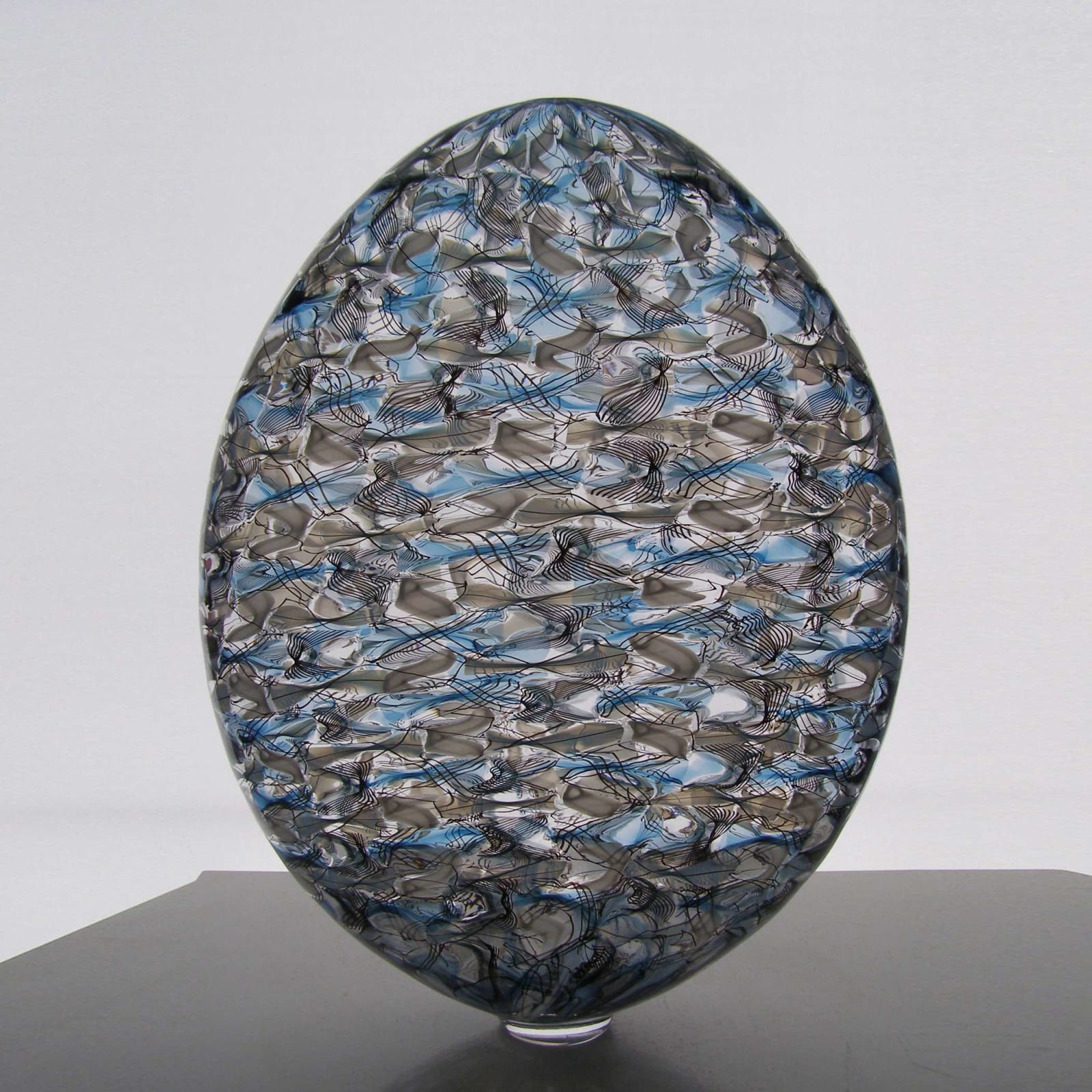 Tobias Møhl, Blue and Grey Oval Glass Weaver Vessel, 2011