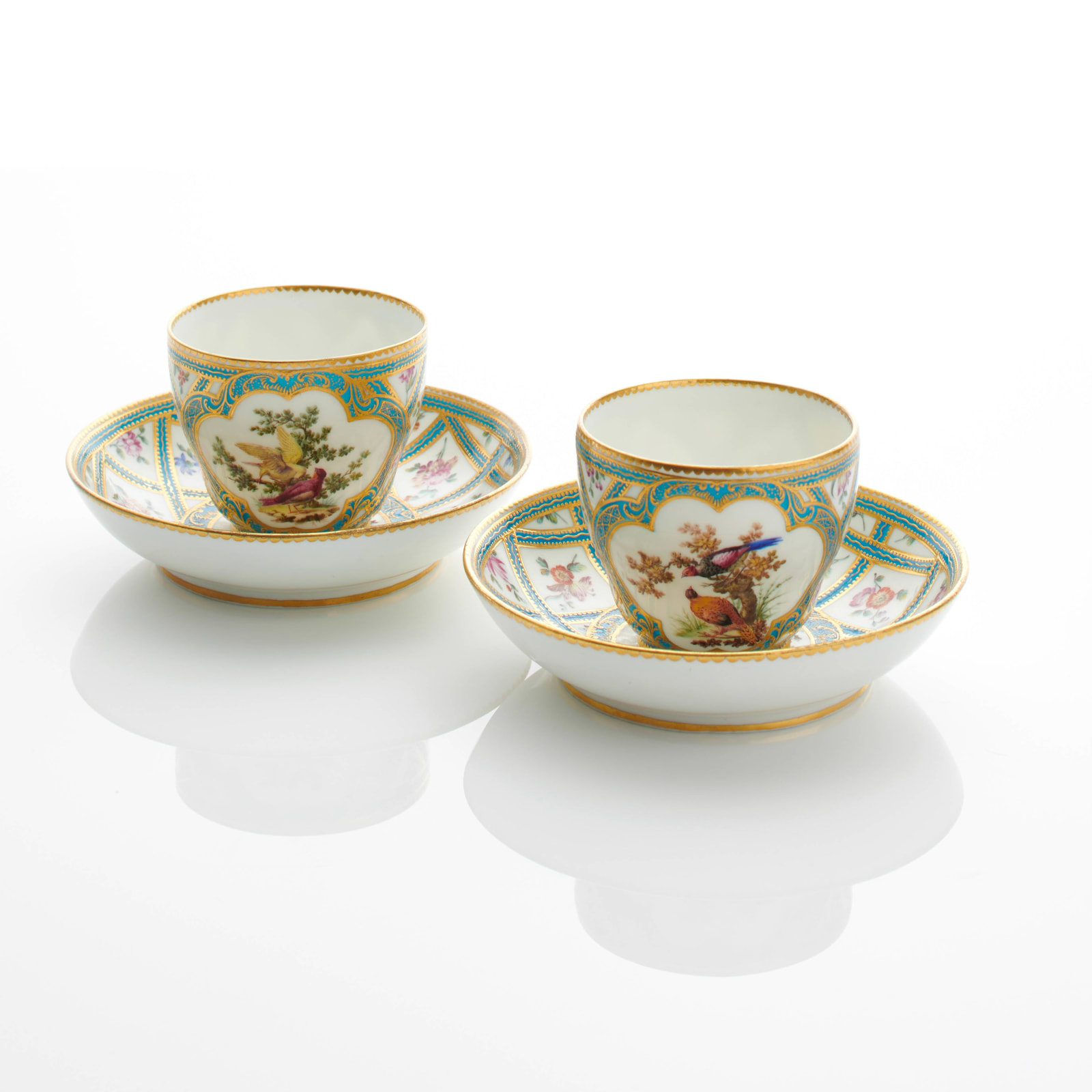 Sèvres Porcelain, A Pair of Soft-Paste Sèvres Porcelain Cups and Saucers, circa 1758-60