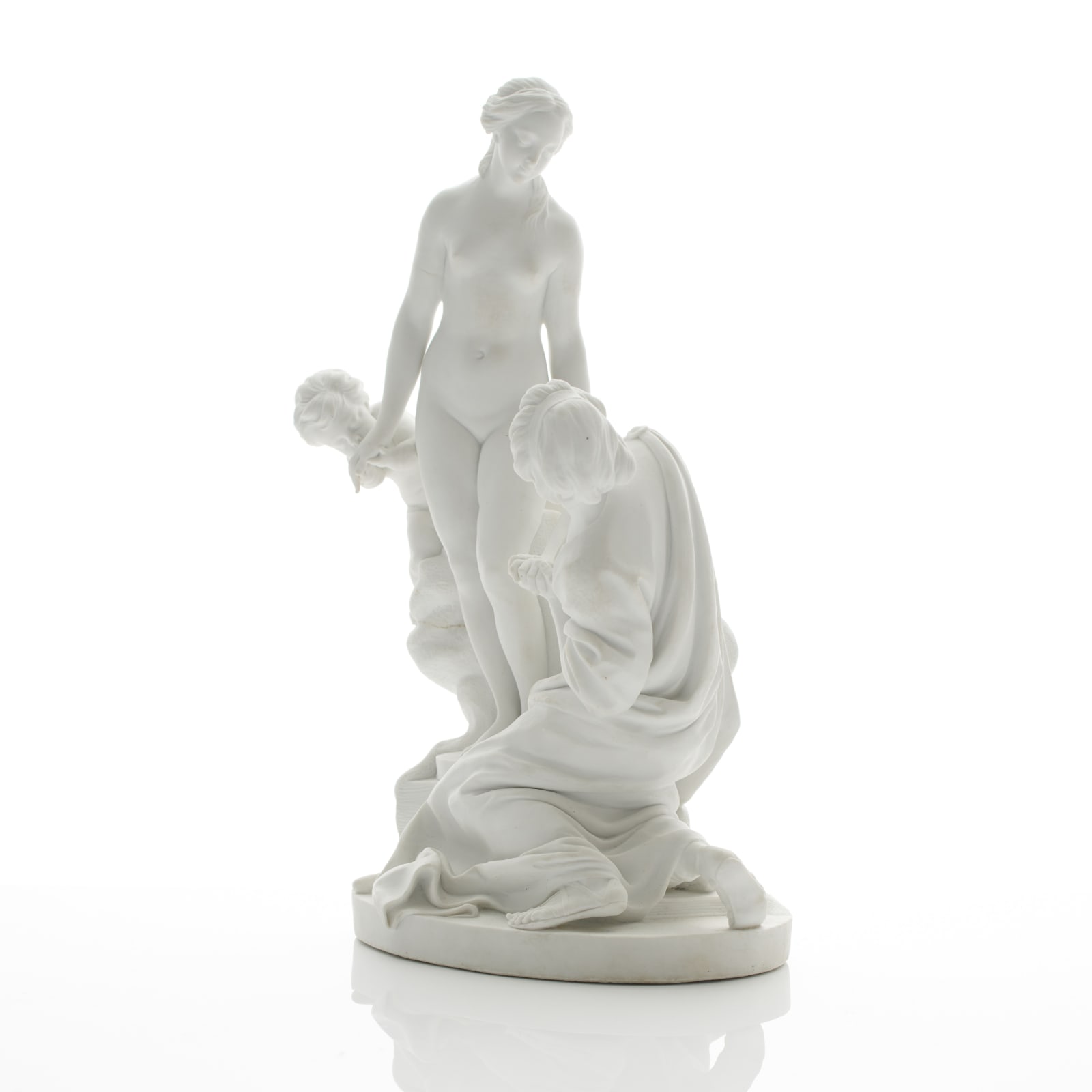 Sèvres Porcelain, A Hard-Paste Sèvres Biscuit Porcelain Group of Pygmalion after Falconet on a Soft-Paste Socle, circa 1780