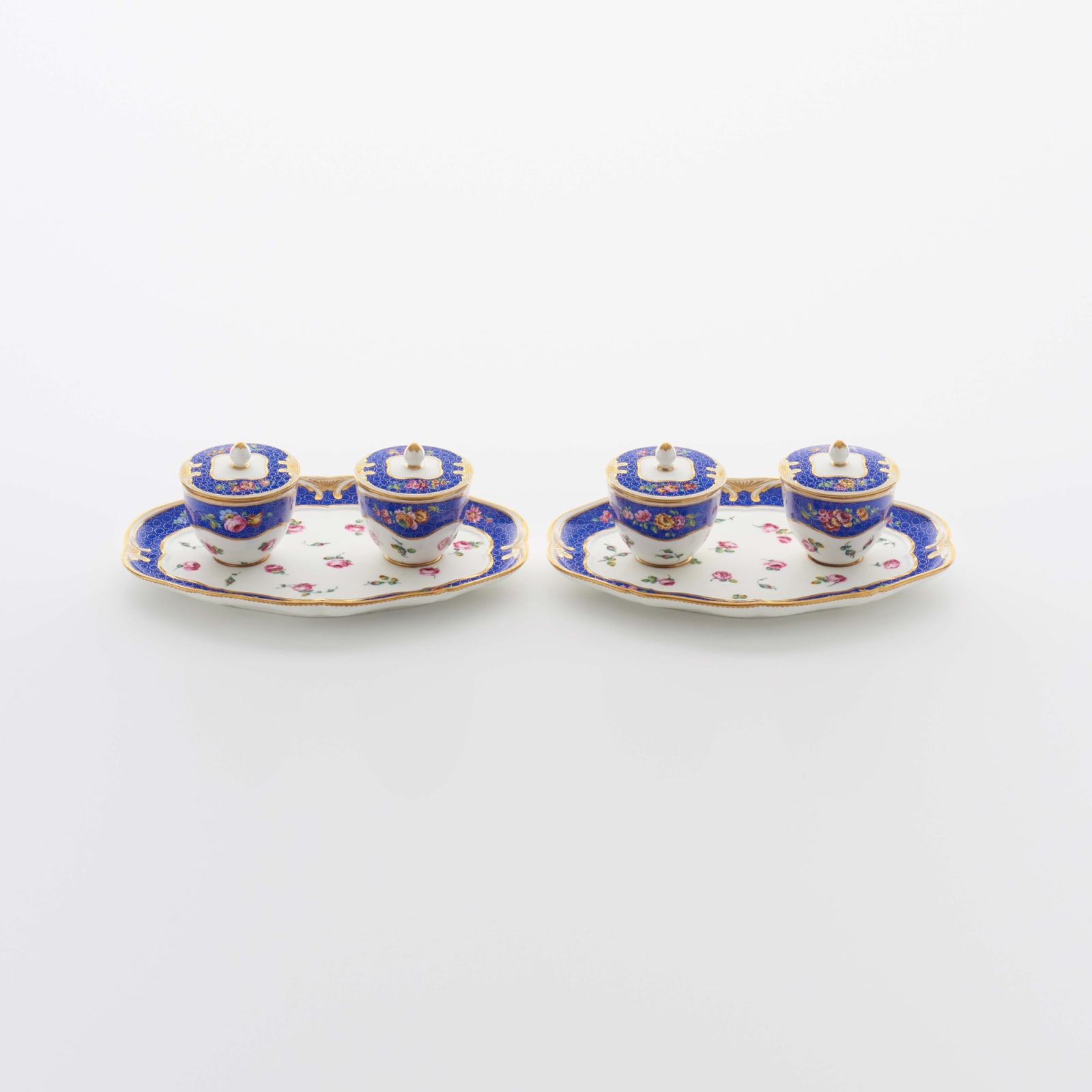 Sèvres Porcelain, A Pair of French 18th Century Soft-Paste Sèvres Porcelain Double Jam Pots, 1771