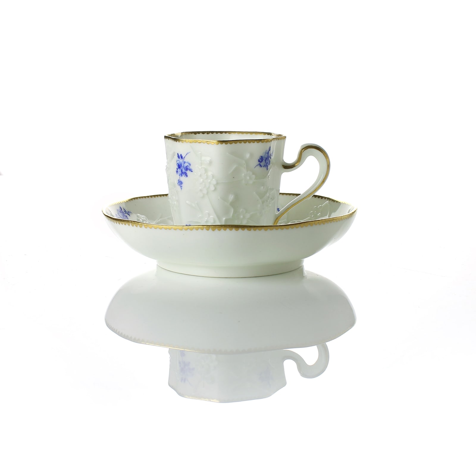 Sèvres Porcelain, A Sèvres Porcelain Octagonal Cup and Saucer, 1759