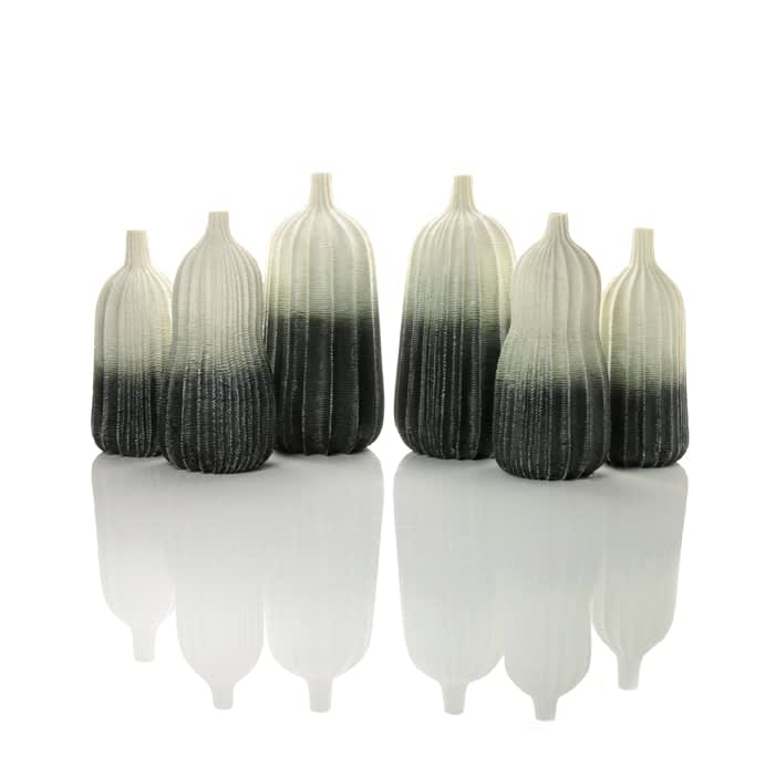 Andrew Wicks, Garniture of Six Black Ombré Vases, 2016