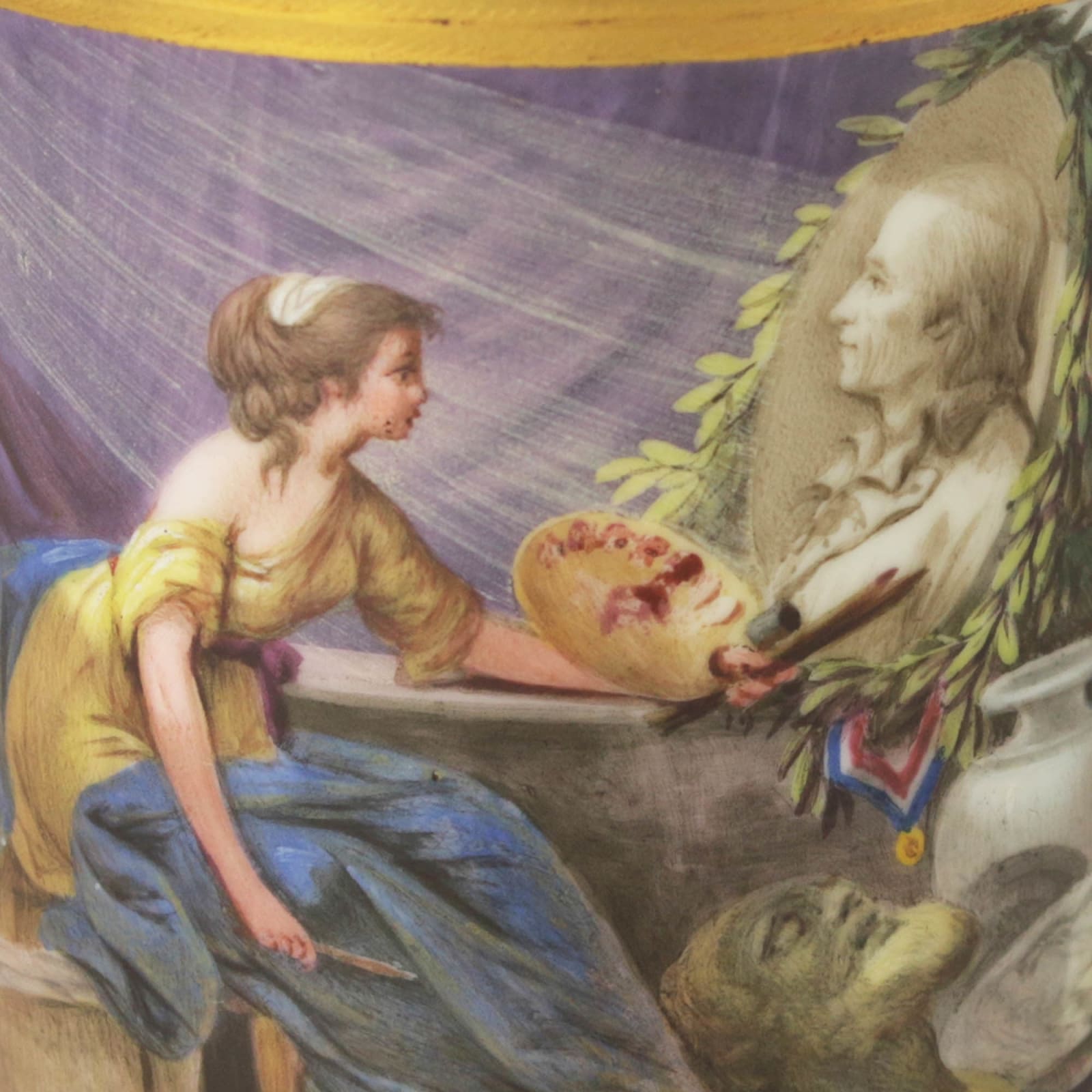 Sèvres Porcelain, A Soft-Paste Sèvres Porcelain Cup & Saucer with the Portrait of the Scientist Lamarck, circa 1795