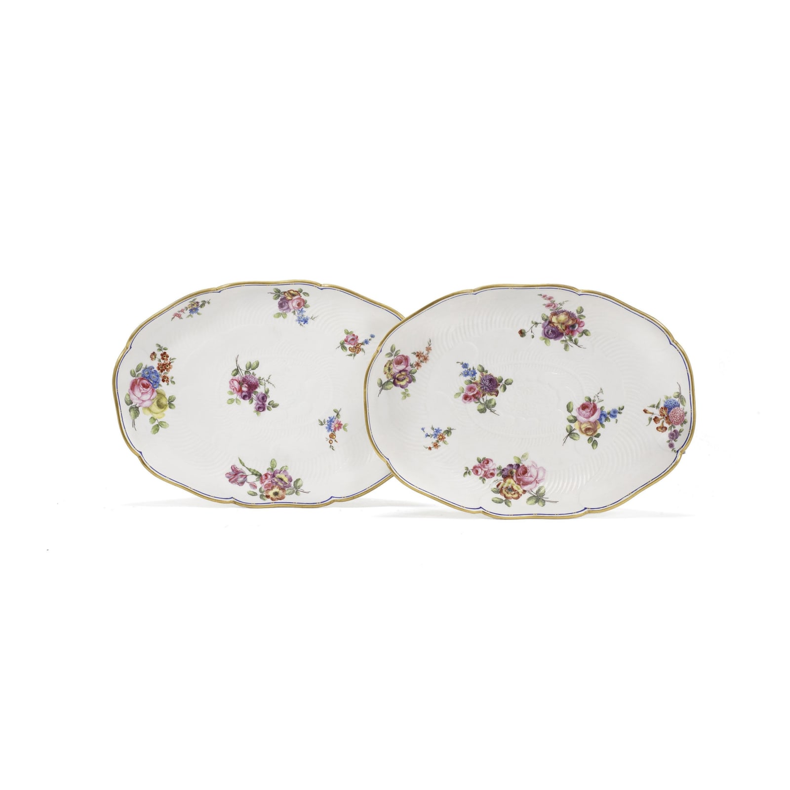 Sèvres Porcelain, A Pair of Large Sèvres Oval Dishes, 1766