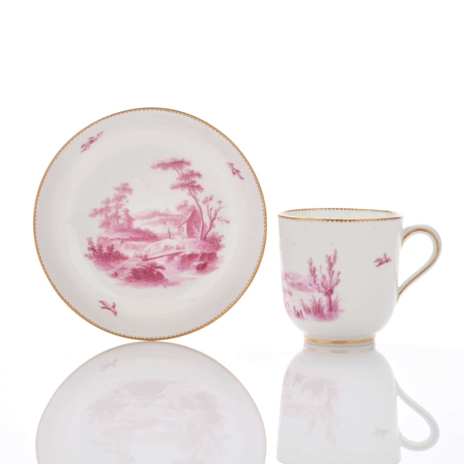 Sèvres Porcelain, A Soft-Paste Vincennes Porcelain Cup and Saucer, 1756